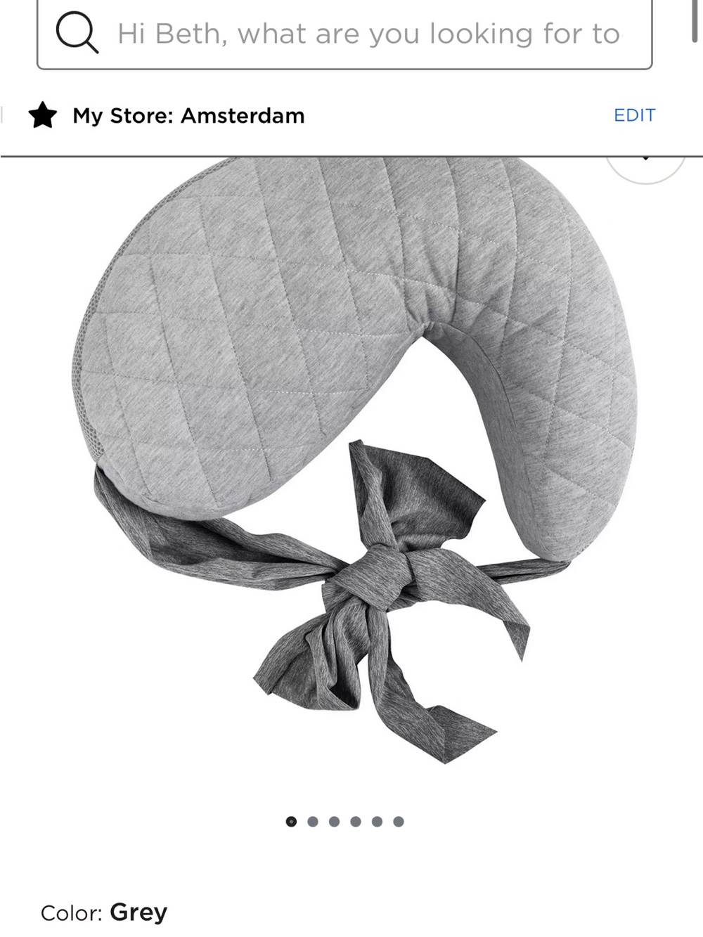 Boppy nursing pillow with Tie - Grey